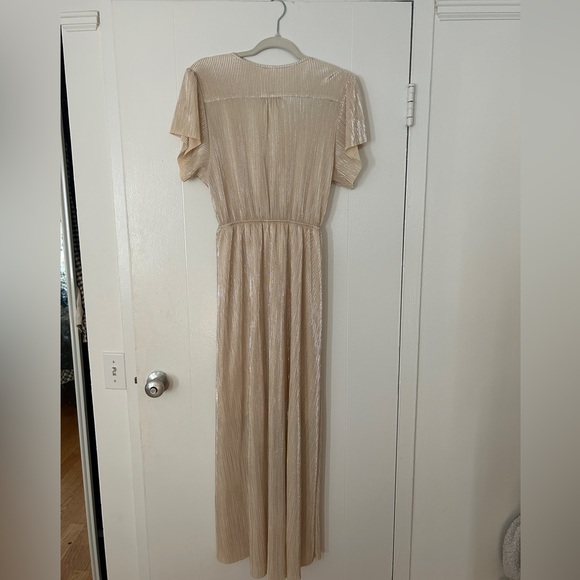 Baltic Born Pleated Champagne Maxi Dress Cocktail Fancy Event New Years Eve - Picture 6 of 11